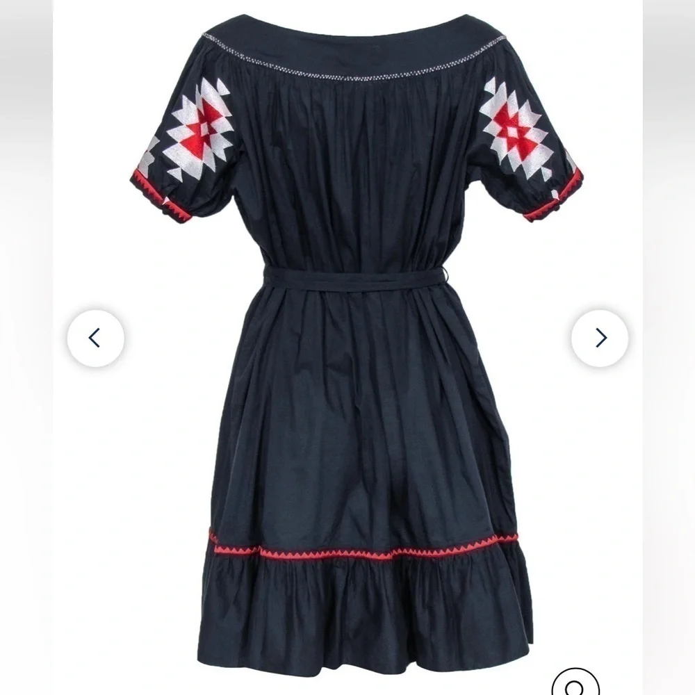 Tory Burch Alicia Embroidered Cotton Voile Boho embroidered Dress, size 10